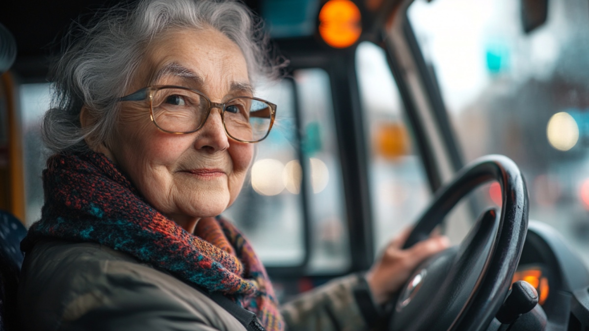 Eine Busfahrerin. (KI-generiert)