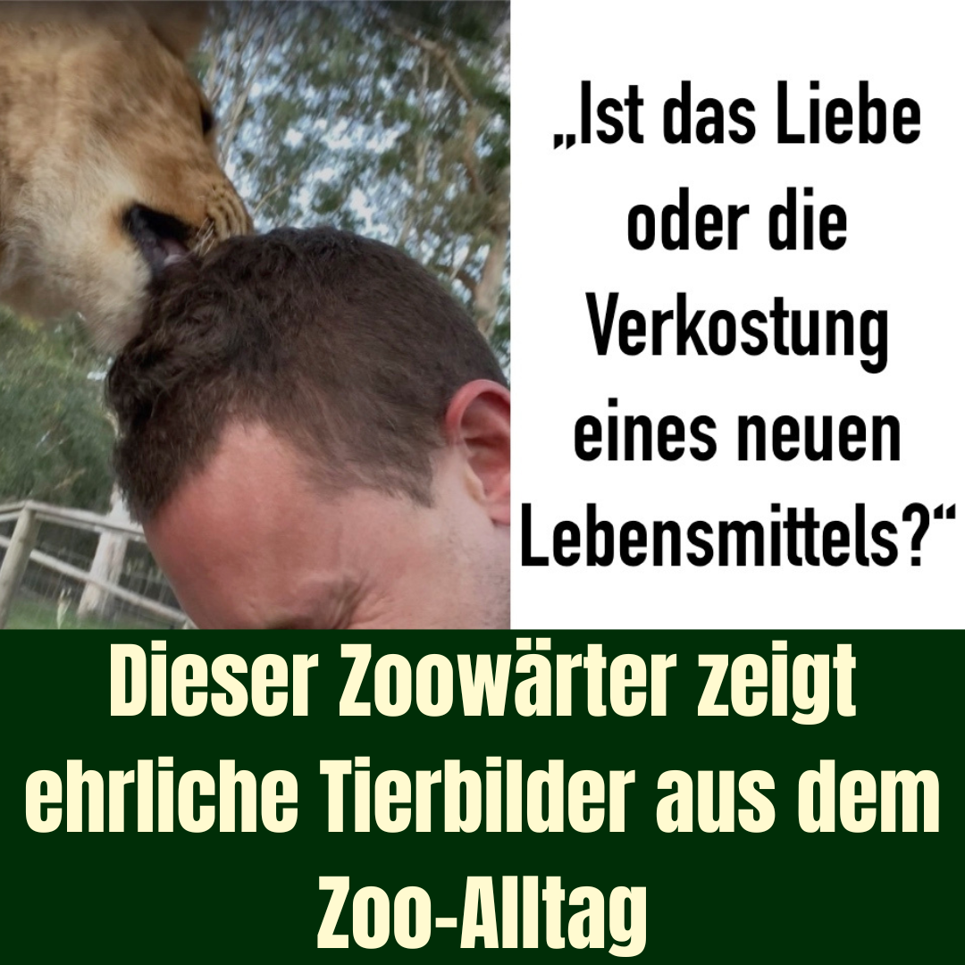 Zoowärter Chad Staples zeigt Tierbilder aus dem Zoo-Alltag