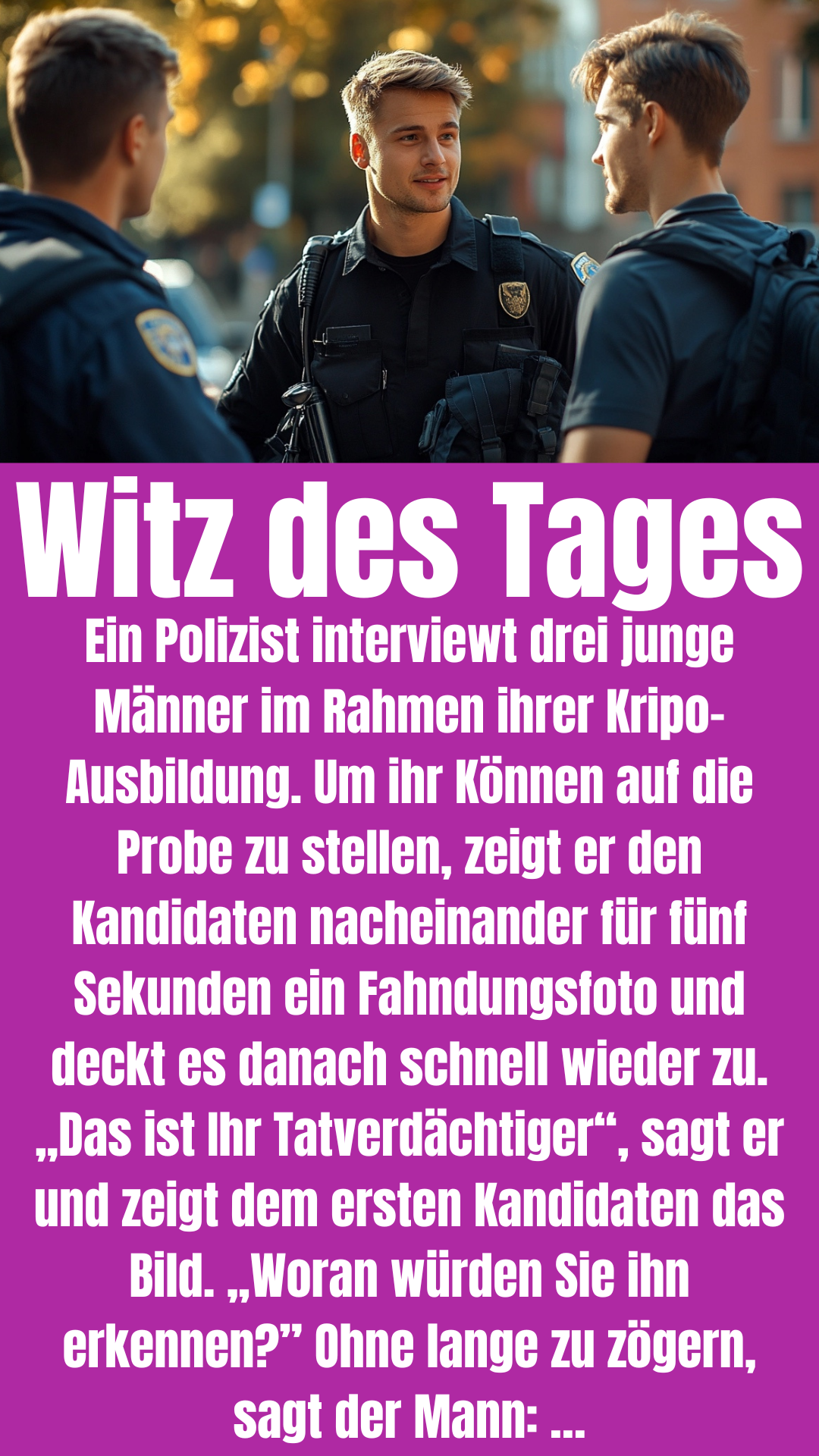 Polizei-Witz des Tages: Polizisten veräppeln Prüfer